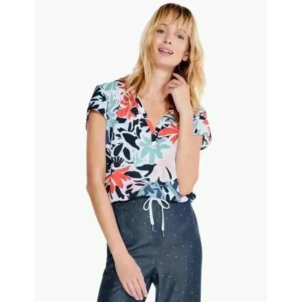 NEW NIC+ZOE Tropical Patchwork Top - size Large